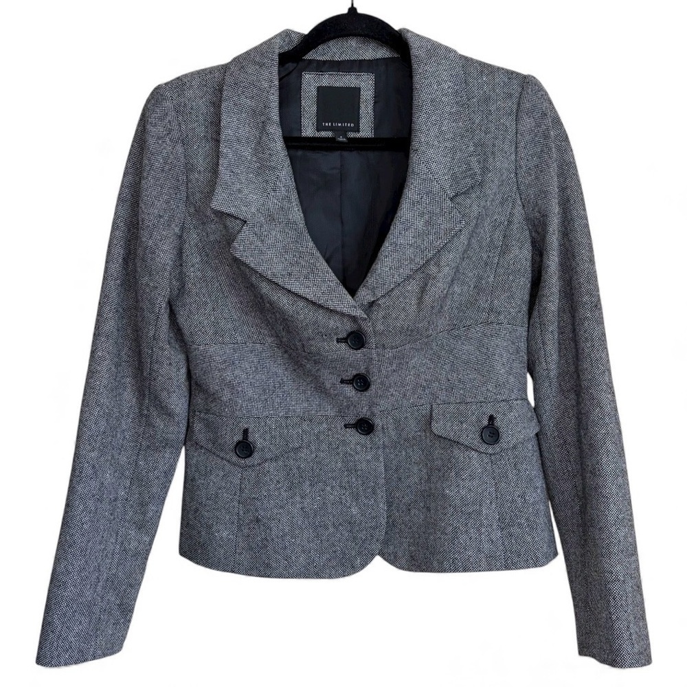 The Limited Wool Blend Blazer Grey Size 4